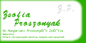 zsofia proszonyak business card